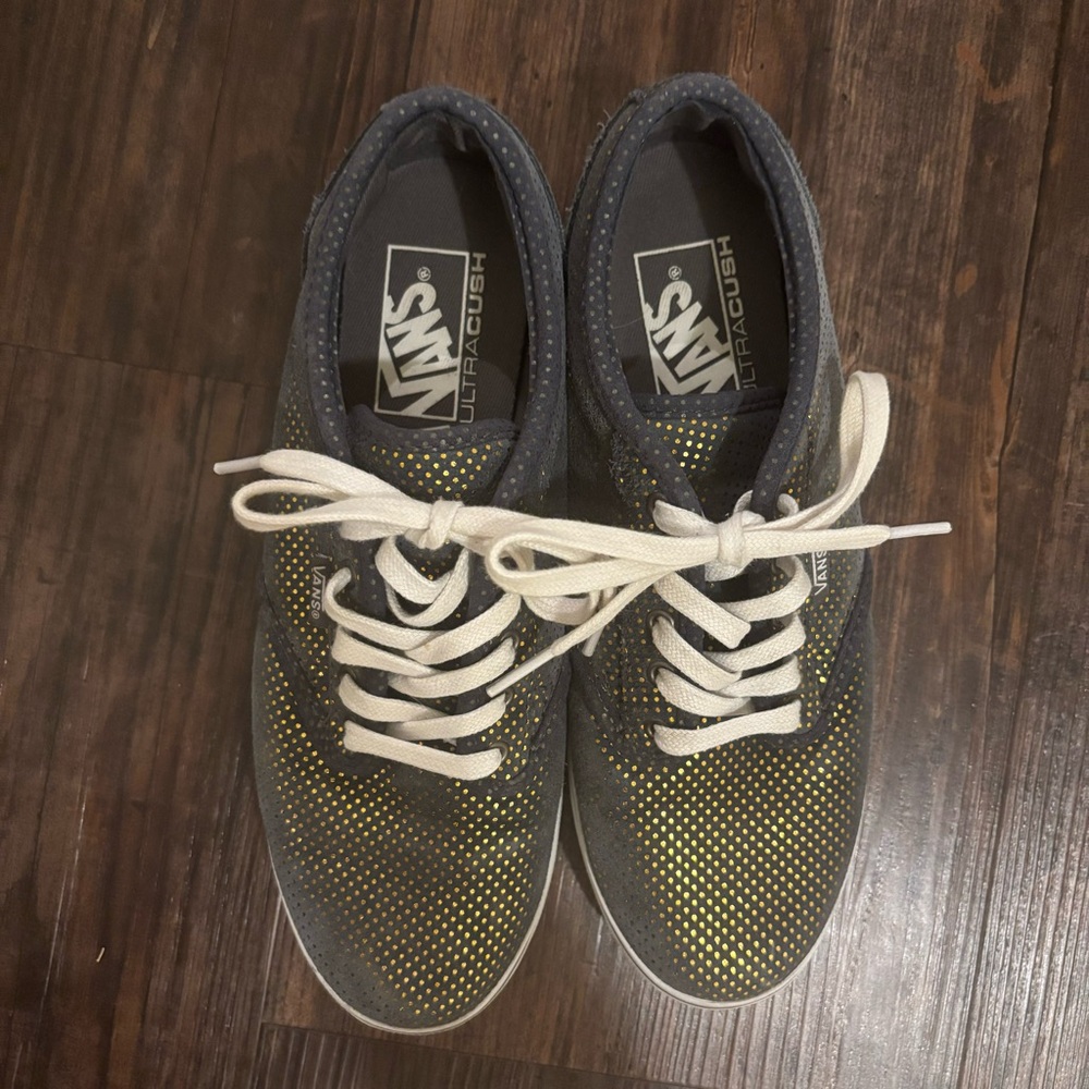 Vans Blue Gold Metallic Dots Sneaker Unique Rare UltraCush | Size 7.5 - Picture 3 of 4